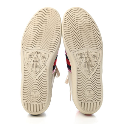 Gucci Calfskin Ayers Web Flames Embroidered Mens Ace Sneakers 8 Off White 4 of 4