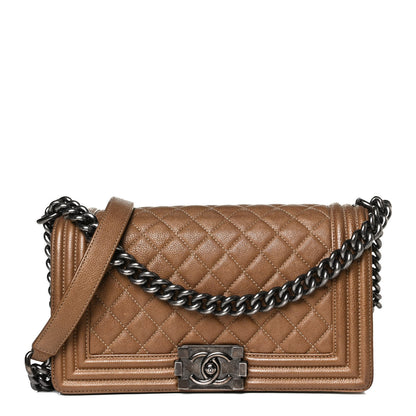 Chanel Metallic Calfskin Quilted Medium Boy Flap Dark Gold 1 of 18