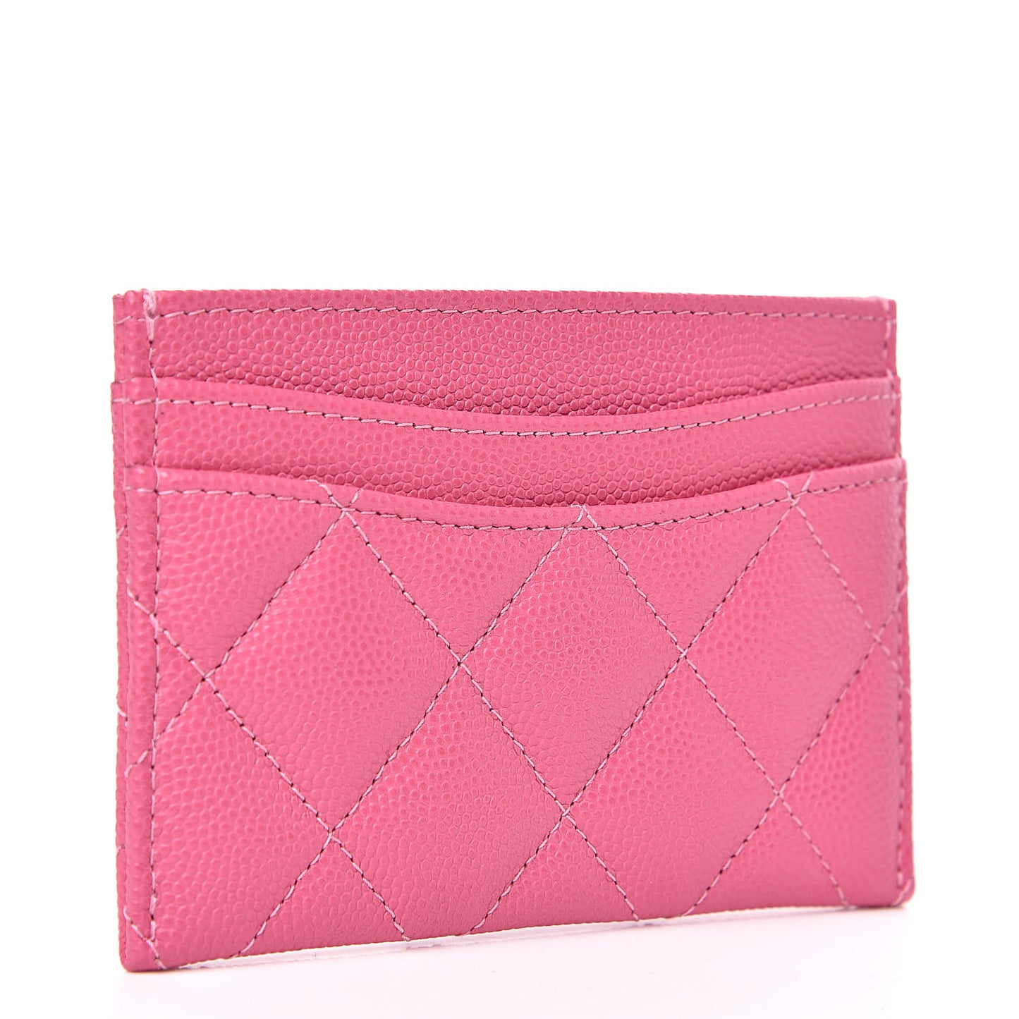 Caviar Quilted Card Holder Pink
