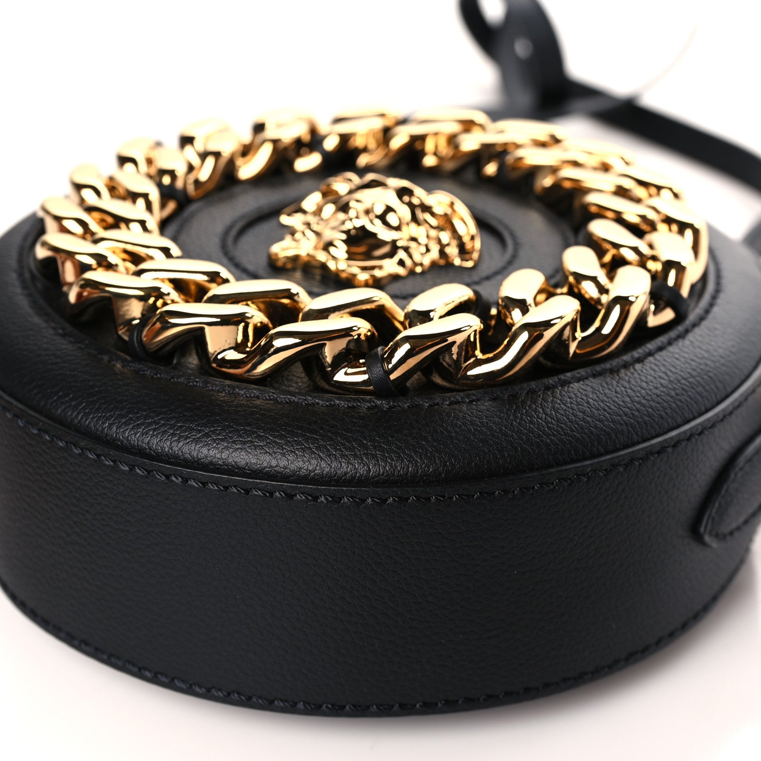 Versace Calfskin Mini La Medusa Chain Round Crossbody Bag Black 8 of 8