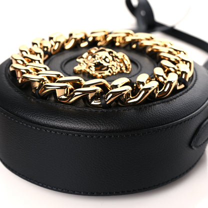 Versace Calfskin Mini La Medusa Chain Round Crossbody Bag Black 8 of 8