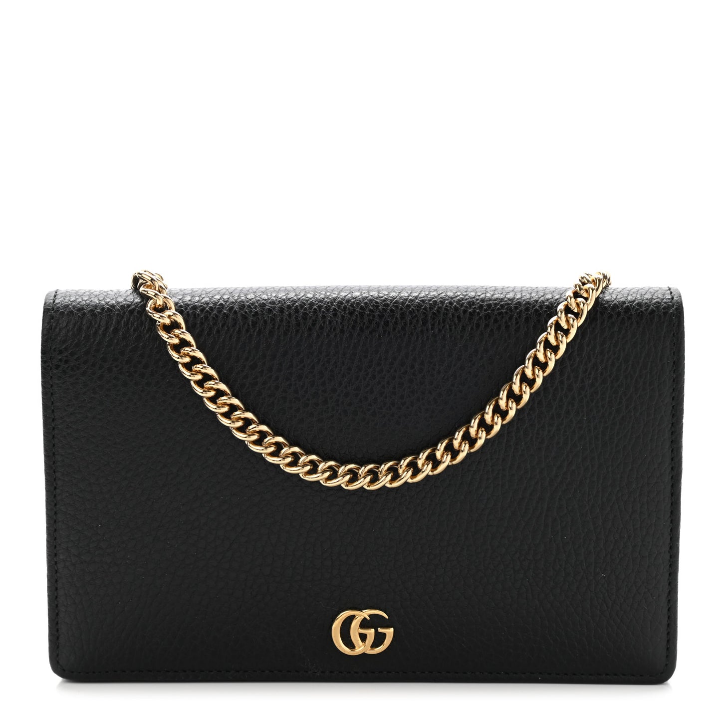 Calfskin Mini GG Marmont Chain Wallet Black