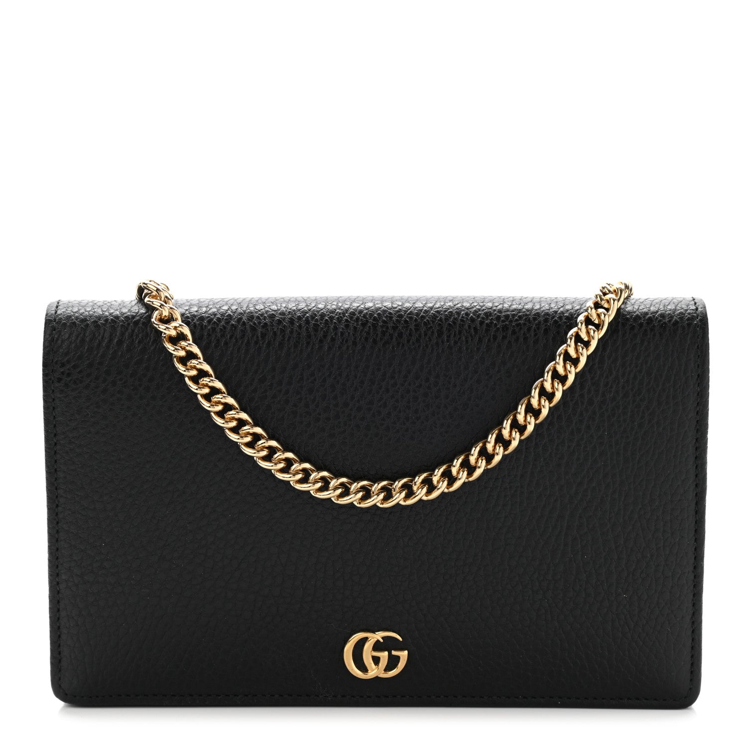 Gucci Calfskin Mini GG Marmont Chain Wallet Black 1 of 7