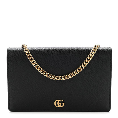 Gucci Calfskin Mini GG Marmont Chain Wallet Black 1 of 7