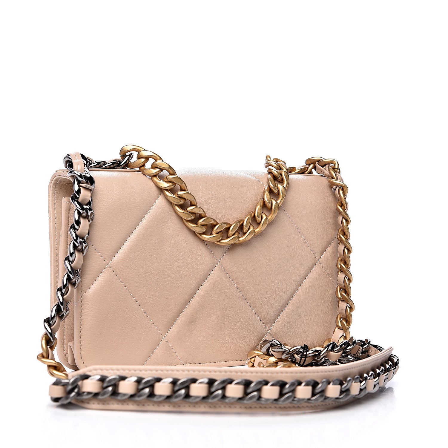 Chanel Lambskin Quilted 19 Wallet On Chain WOC Light Beige 2 of 10