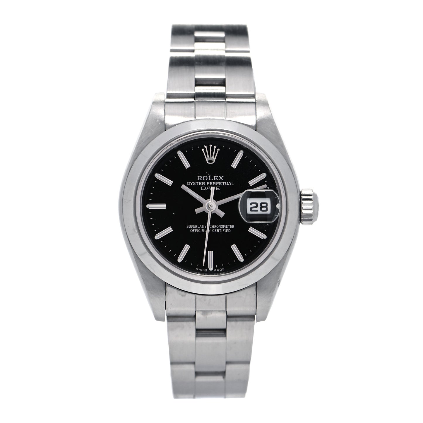 Stainless Steel 26mm Oyster Perpetual Date Watch Black 79160