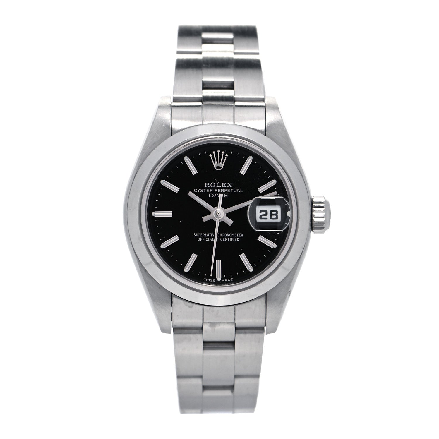 Rolex Stainless Steel 26mm Oyster Perpetual Date Watch Black 79160 1 of 6