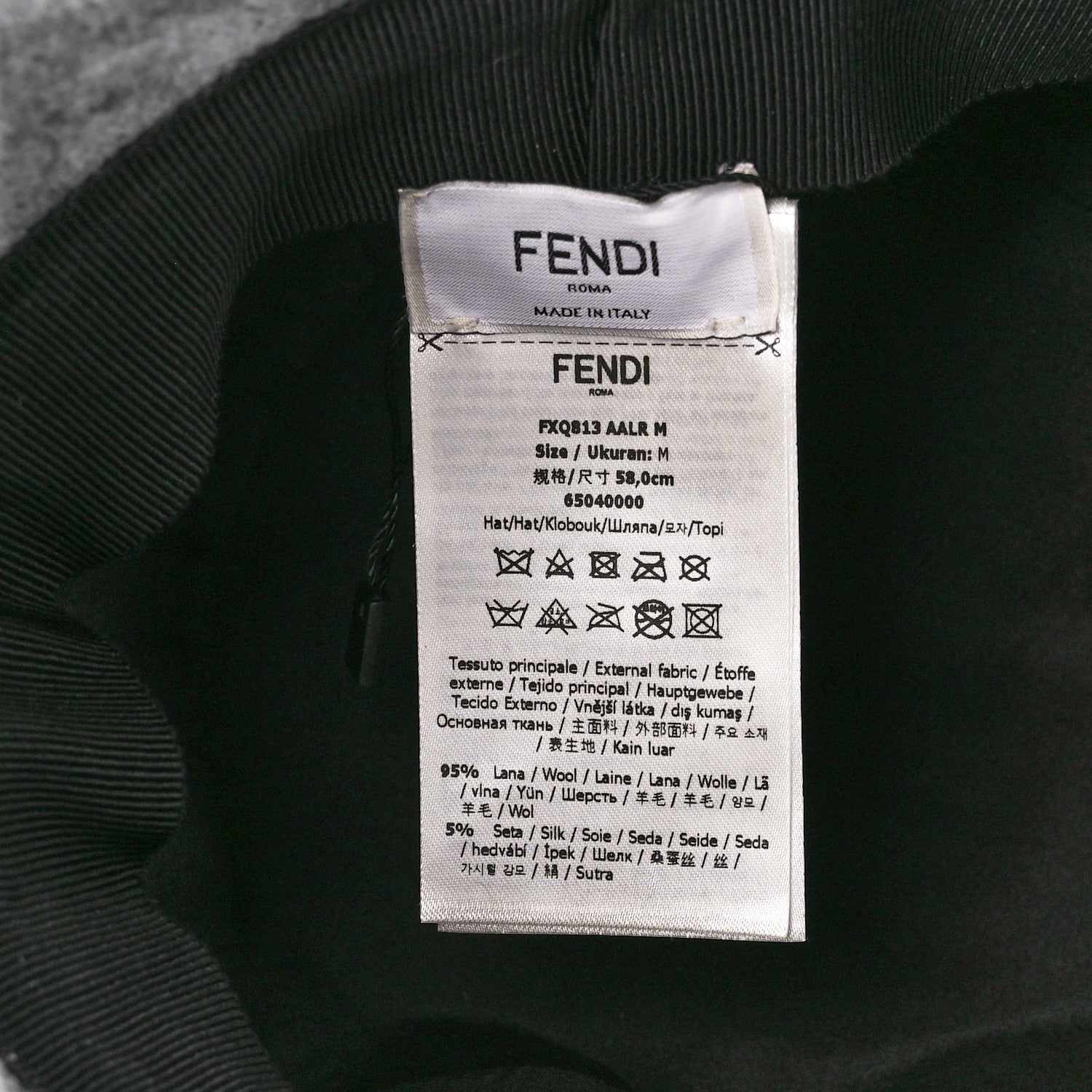 Fendi Wool Silk FF Bucket Hat M Grey 7 of 7