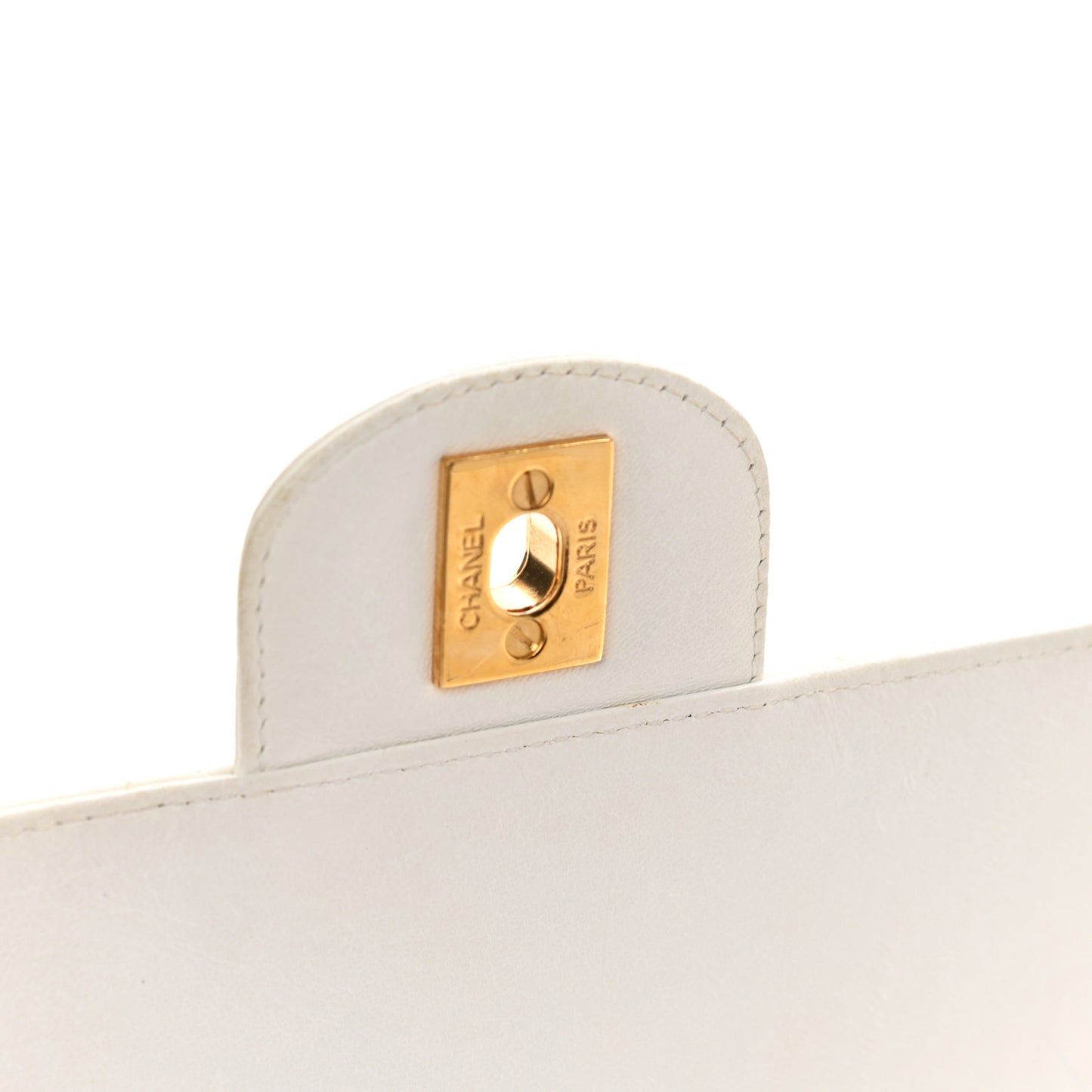 Lambskin Quilted Medium Single Flap White