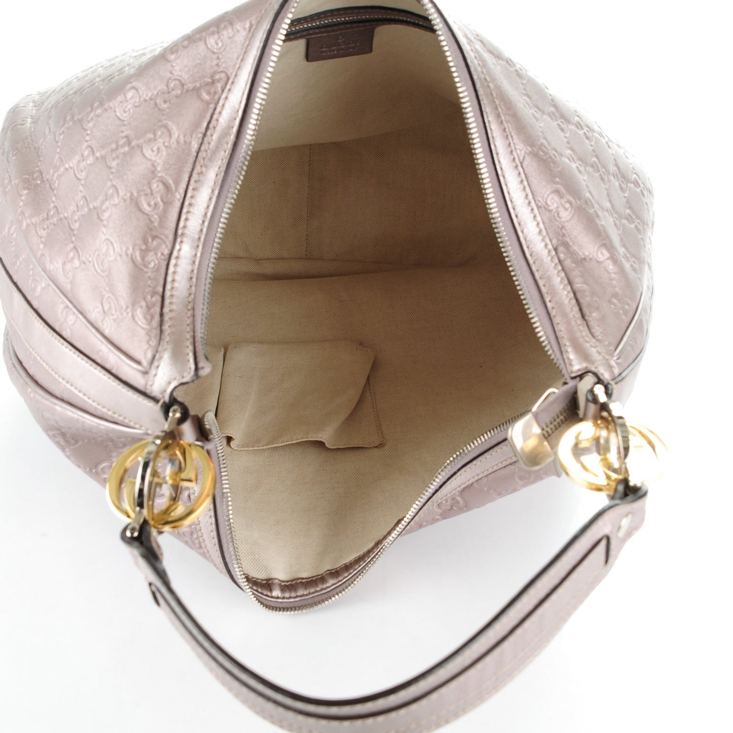 Metallic Guccissima Large GG Twins Hobo Mauve