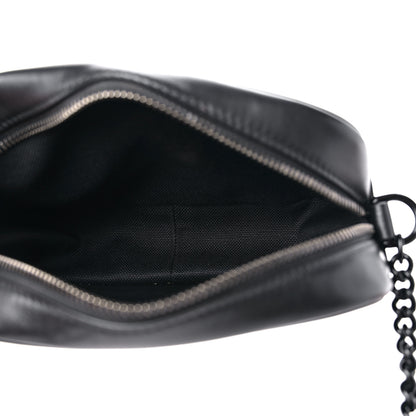 Gucci Calfskin Matelasse Monochrome Mini GG Marmont Chain Shoulder Bag Black 5 of 9