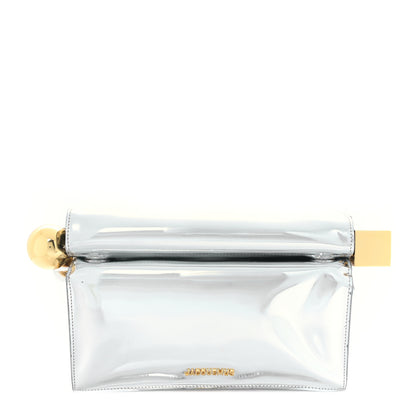Jacquemus Metallic Patent Calfskin La Pochette Rond Carre Silver 1 of 9