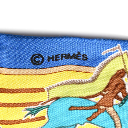Hermes Silk Pani La Shar Pawnee Twilly Bleu Roy Jaune Marine 4 of 6