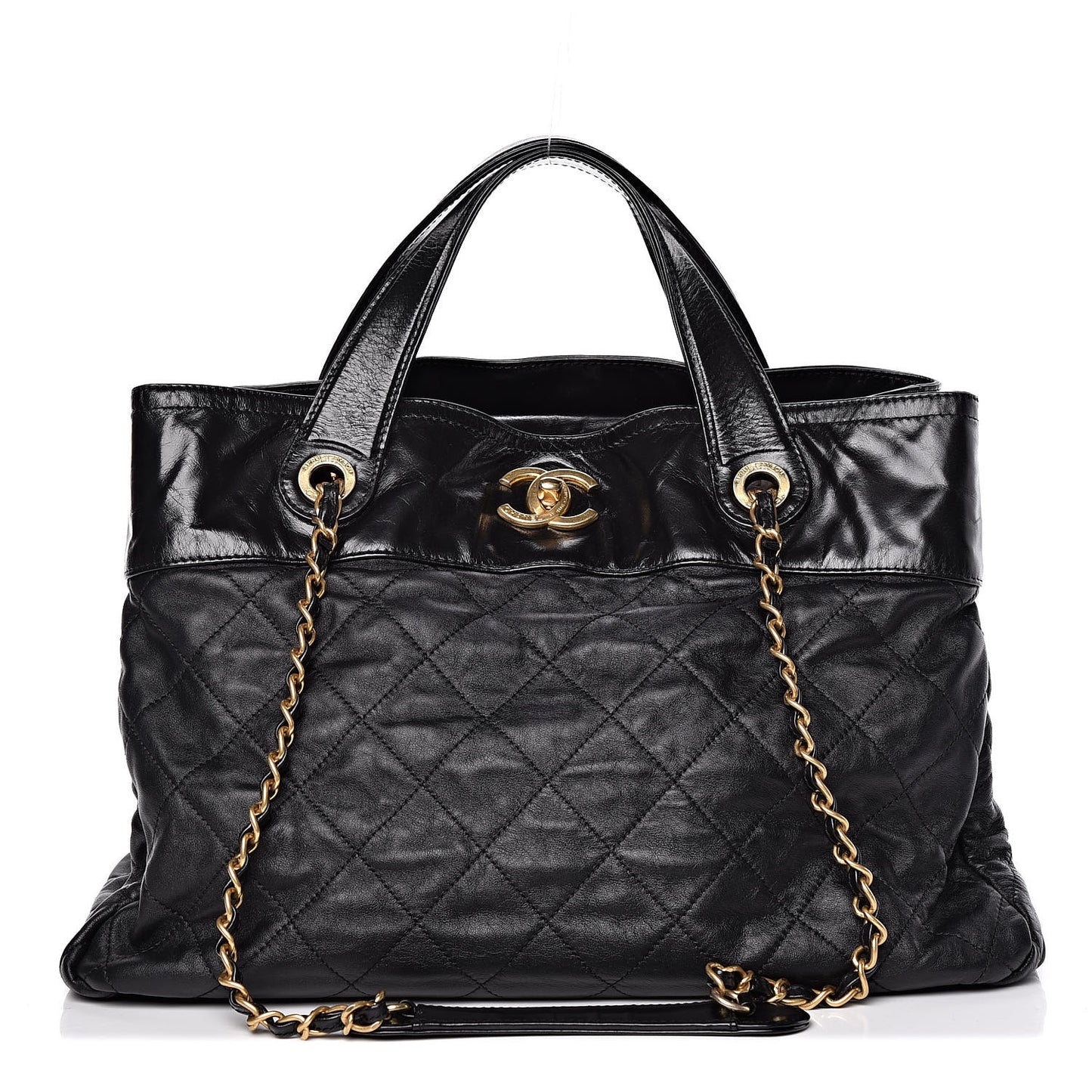 Iridescent Calfskin Large In the Mix Tote Black