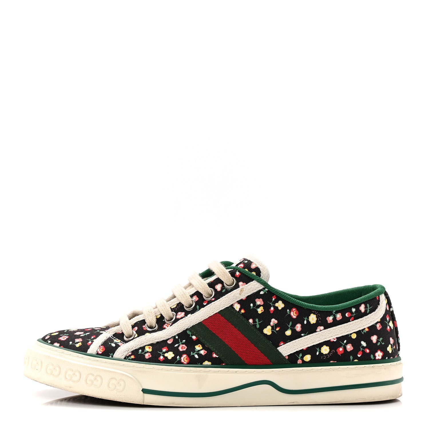 Gucci X LIBERTY OF LONDON Canvas Web Holly Print Womens 1977 Tennis Sneakers 38.5 Black Peach Mystic White 1 of 9