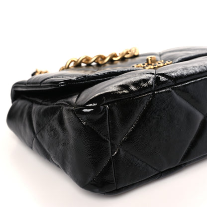 Chanel Shiny Crumpled Calfskin Quilted Large Chanel 19 Flap Black 8 of 9