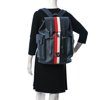 Louis Vuitton Epi Christopher Backpack Navy Stripes 2 of 12