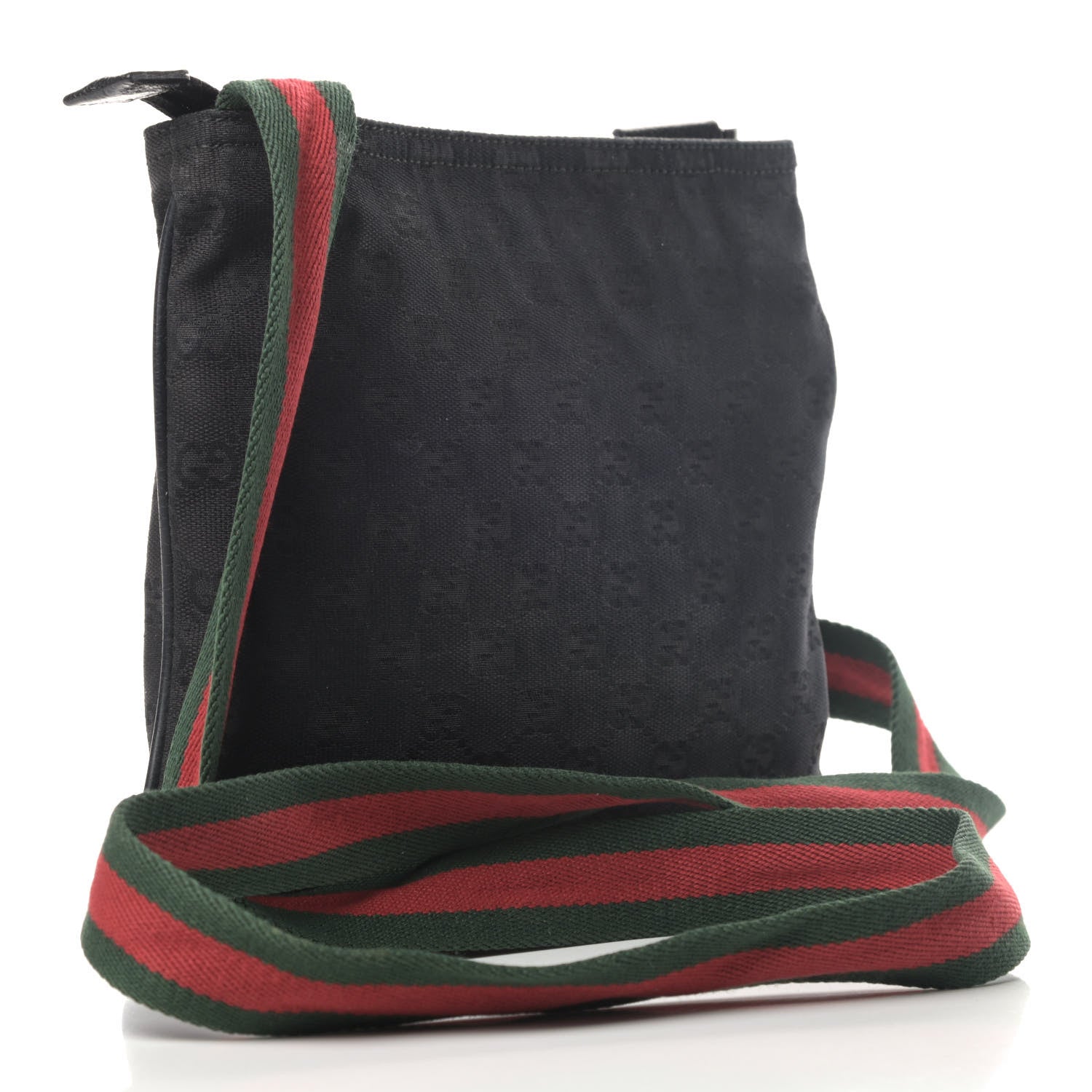 Gucci Monogram Web Small Flat Messenger Bag Black 2 of 4