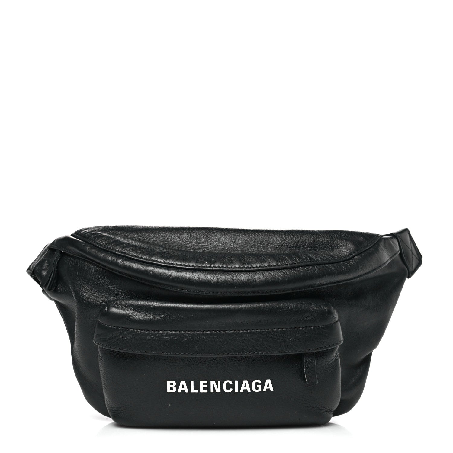 Balenciaga Smooth Calfskin Logo Large Everyday Beltpack Black White 1 of 11