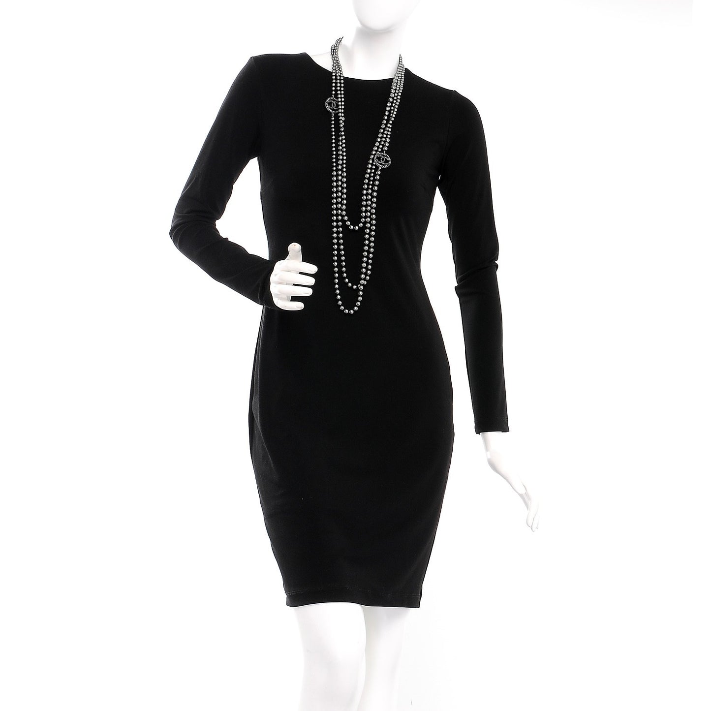 Ruthenium Graduated Pearl CC Long Necklace Dark Grey