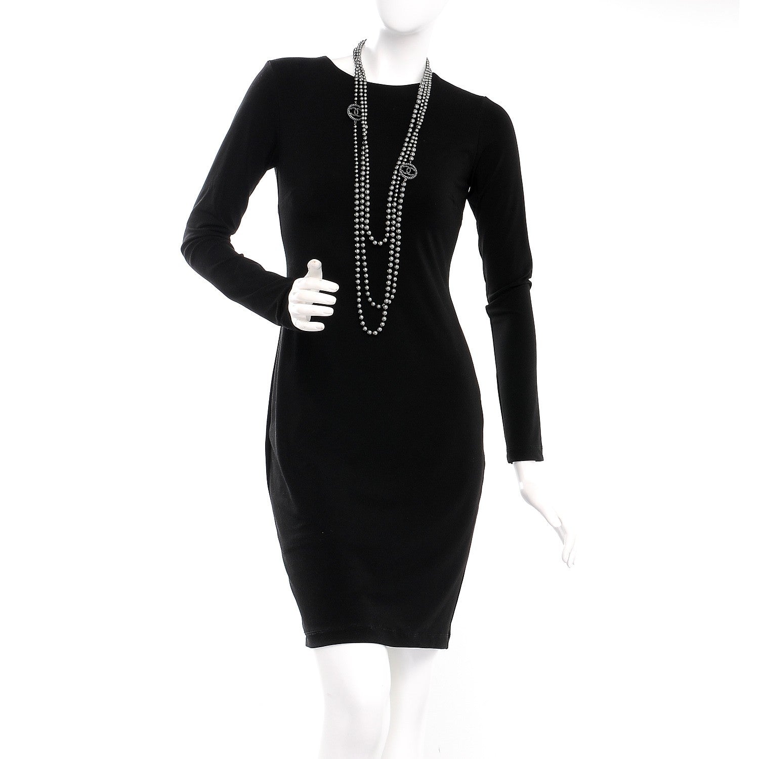 Chanel Ruthenium Graduated Pearl CC Long Necklace Dark Grey 2 of 5