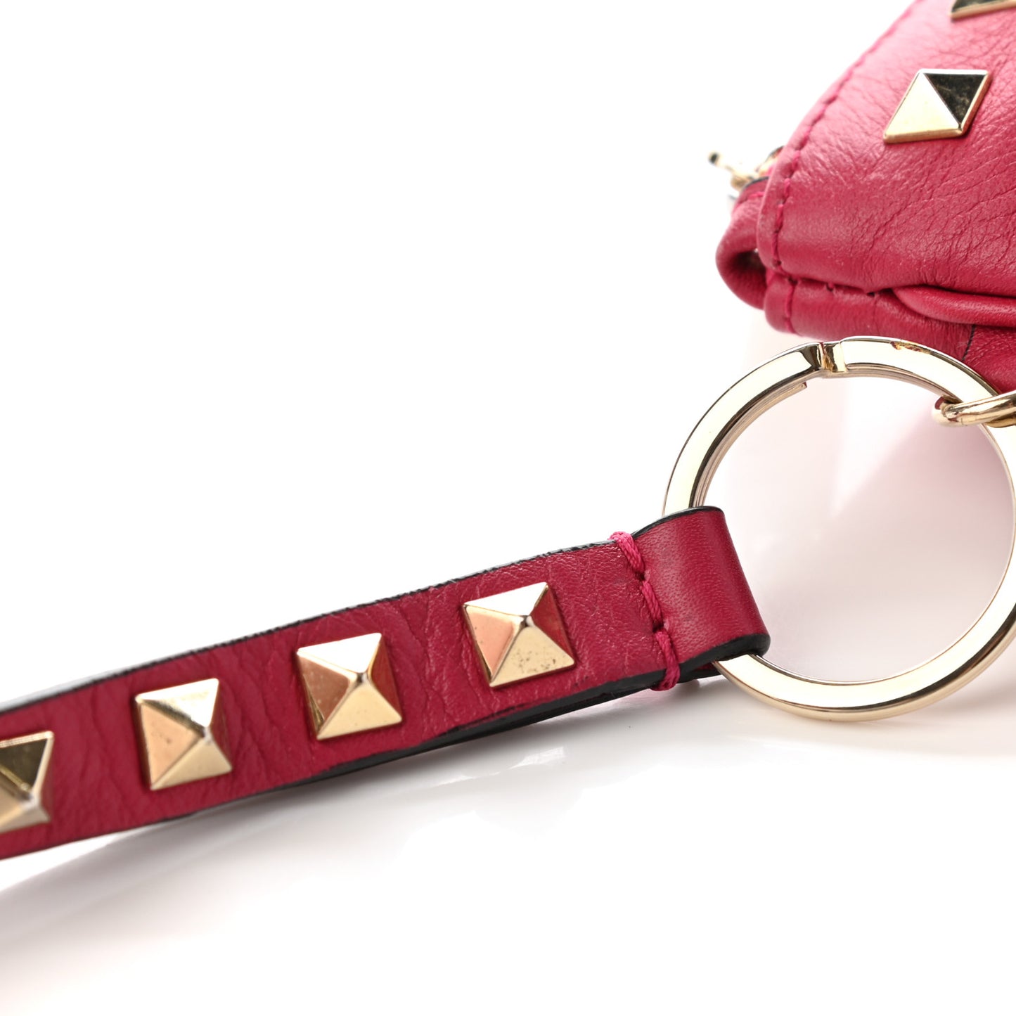 Vitello Rockstud Zip Wristlet Pouch Cyclamin