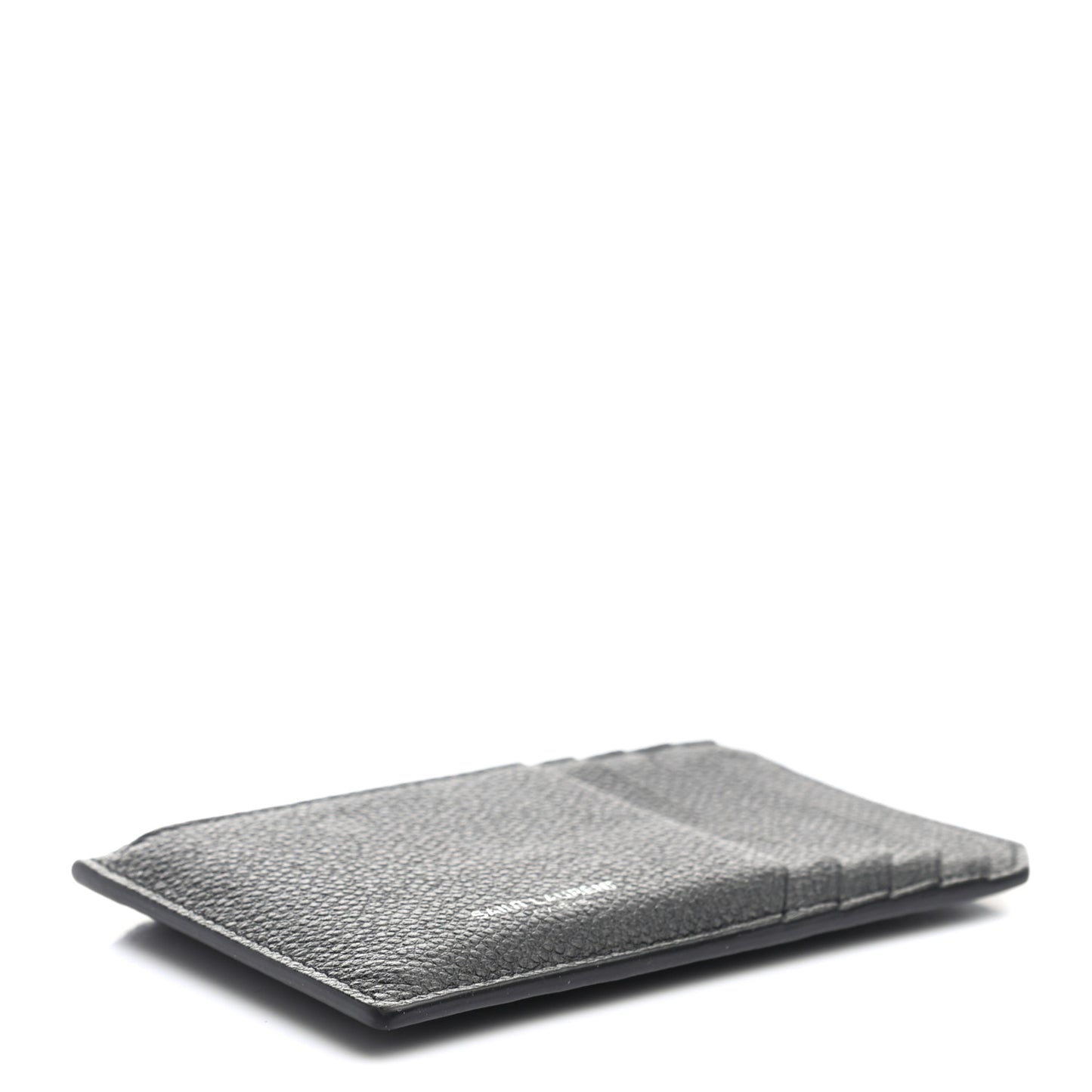 Grained Calfskin 5 Fragments Zip Pouch Card Holder Black