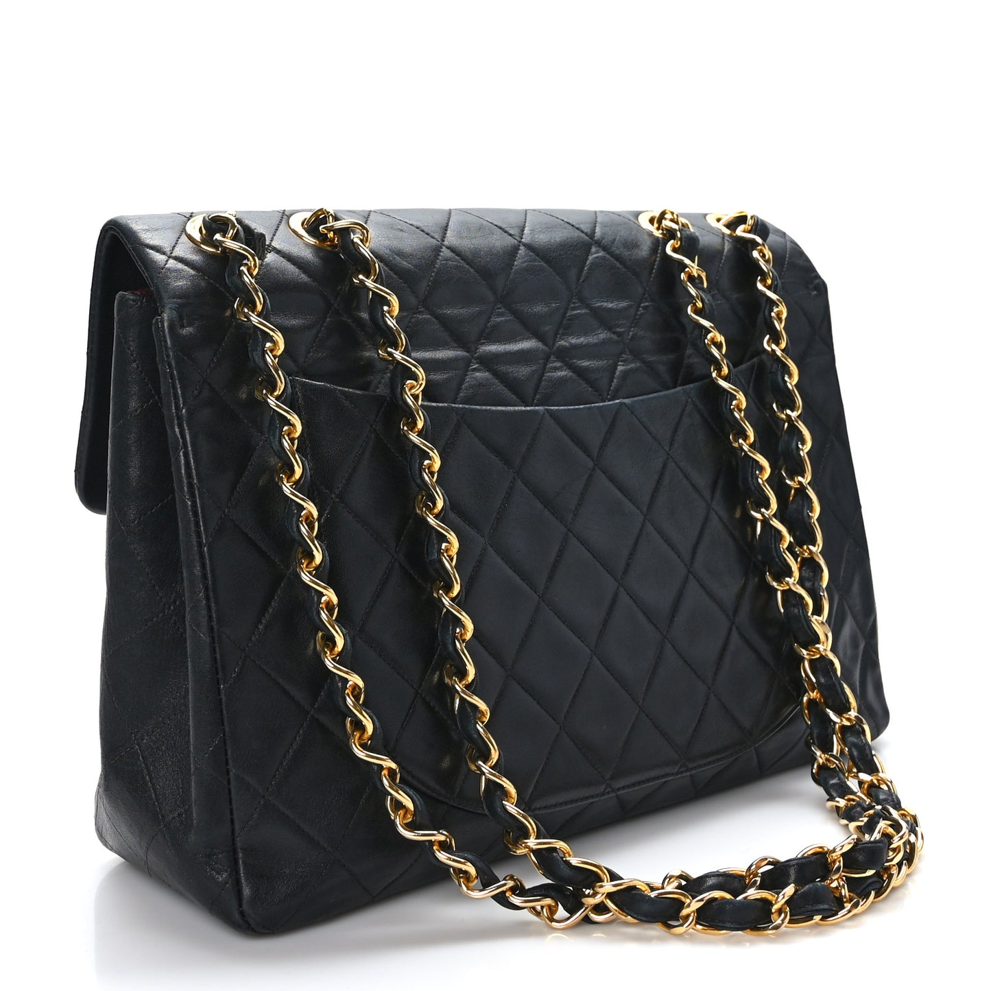 Lambskin Quilted XL Jumbo Single Flap Black