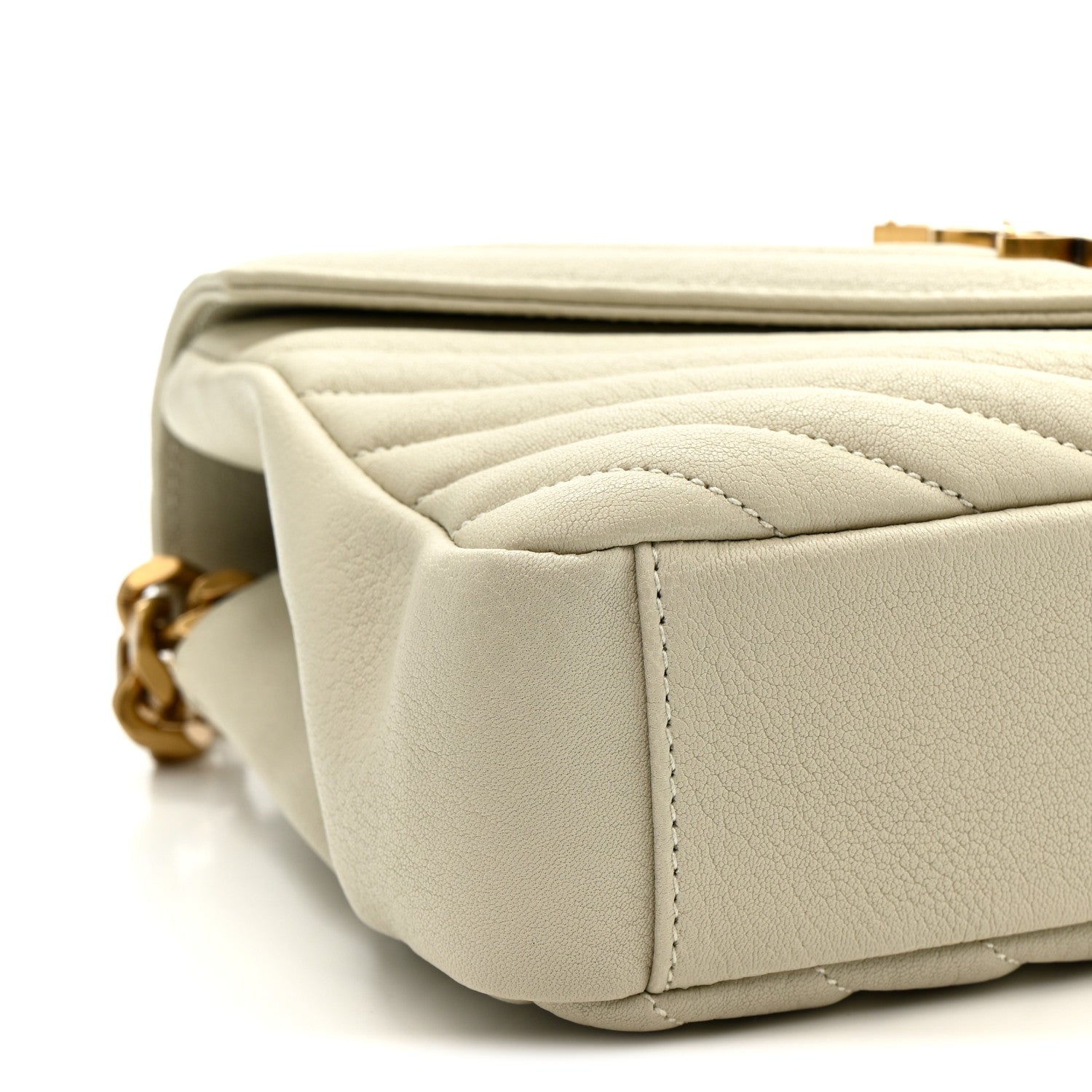 Saint Laurent Sheepskin Matelasse Chevron Monogram Medium College Bag Crema Soft 10 of 11