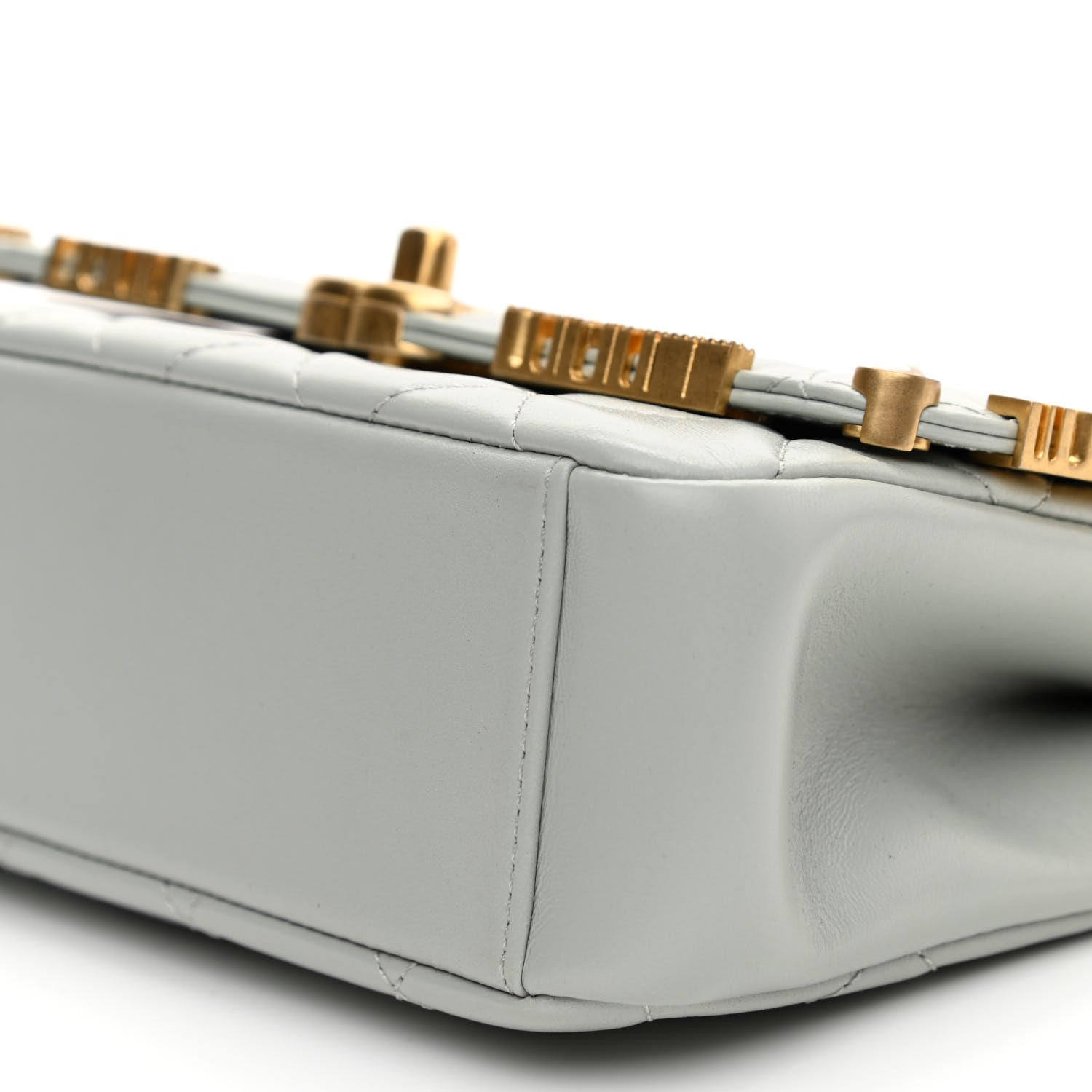 Chanel Lambskin Enamel Strass Quilted Mini Paris Monaco Flap Light Grey 9 of 11