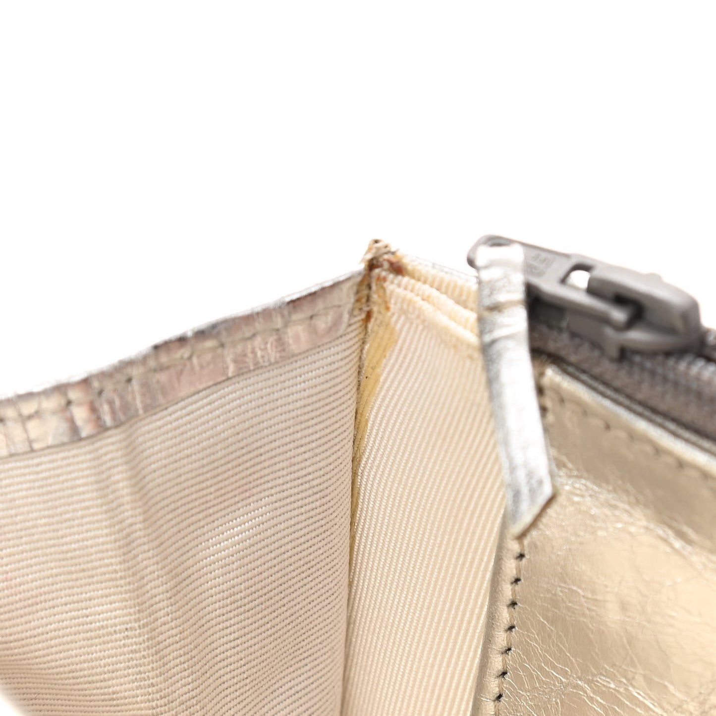 Metallic Striped Calfskin Reissue Wallet On Chain WOC Silver