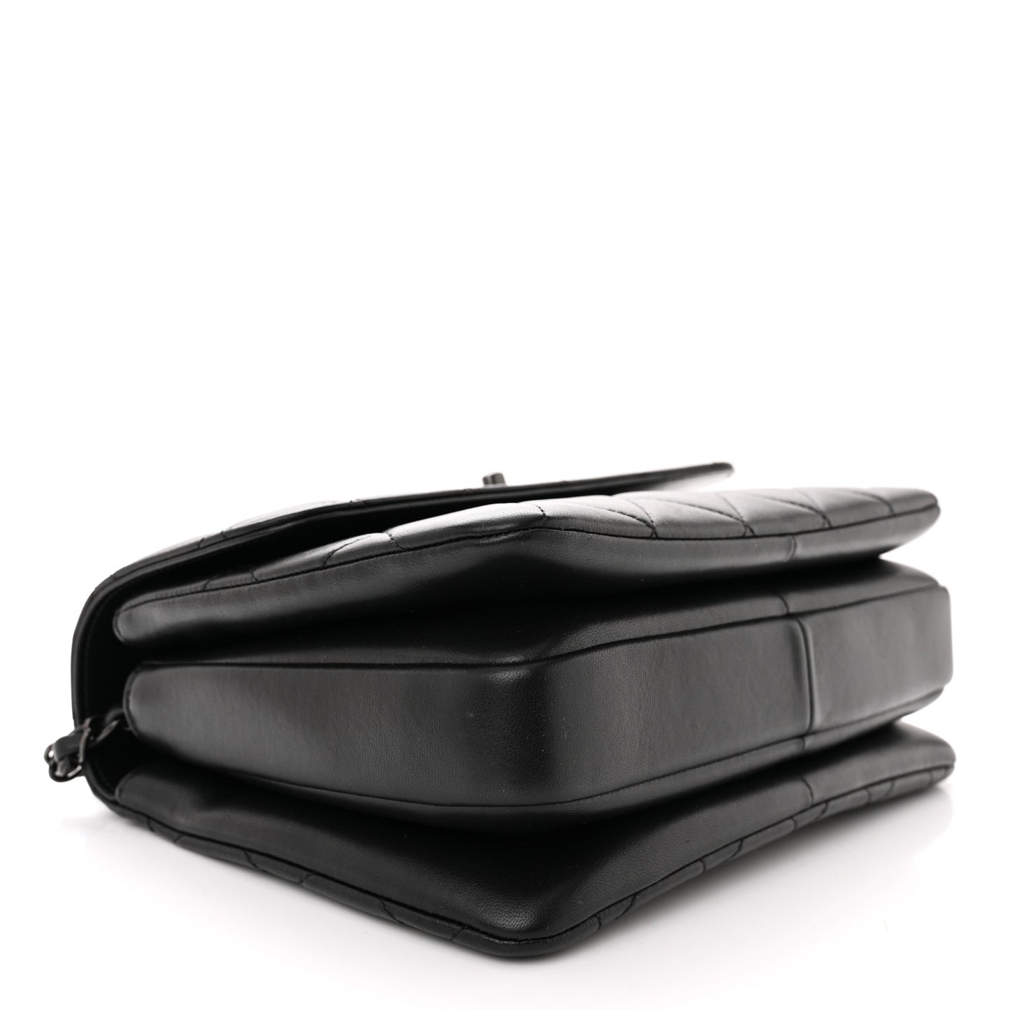 Lambskin Quilted Small Trendy CC Dual Handle Flap Bag So Black