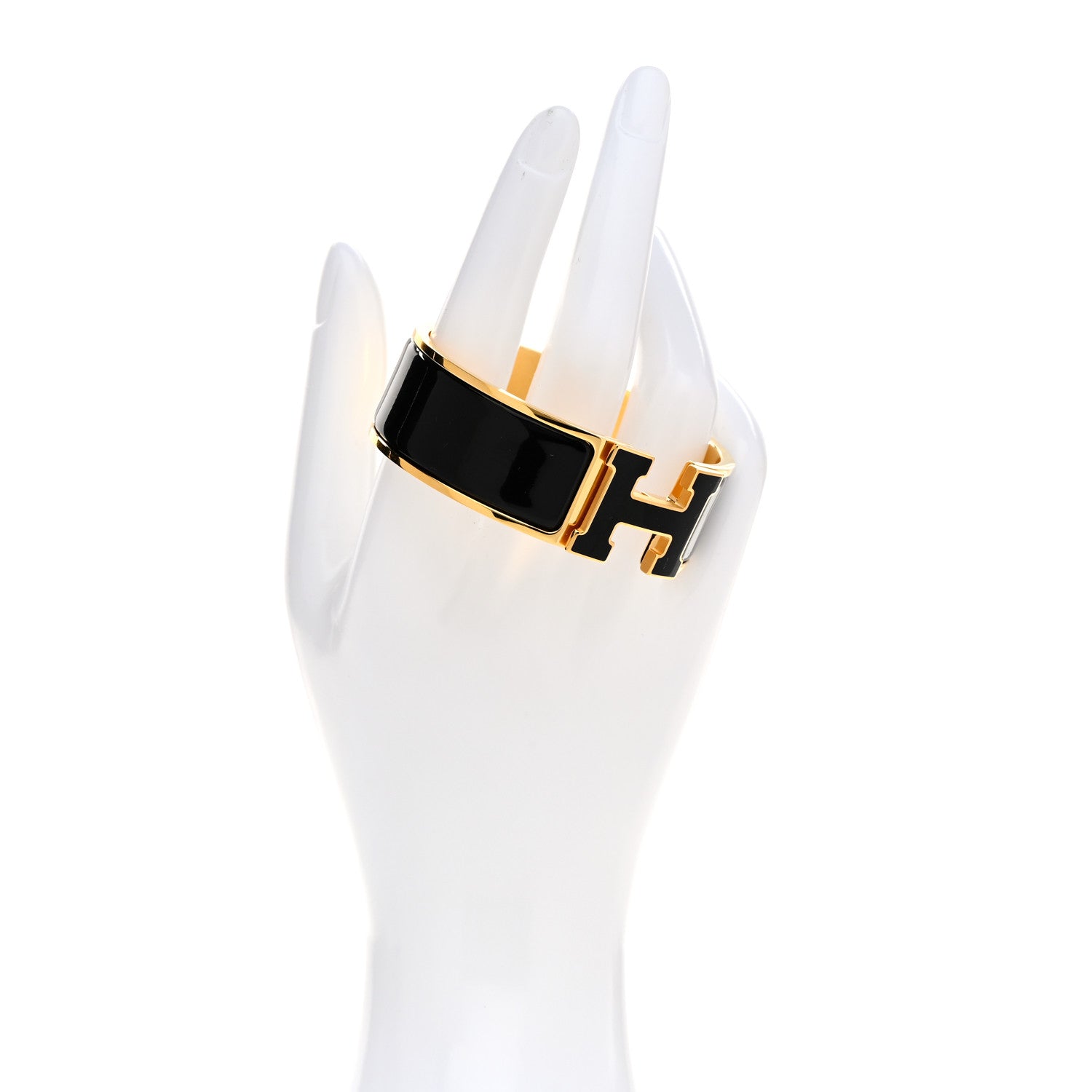 Hermes Enamel Wide Clic Clac H Bracelet GM Black 2 of 5