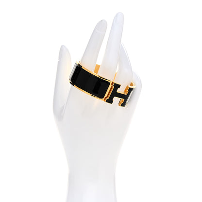 Hermes Enamel Wide Clic Clac H Bracelet GM Black 2 of 5