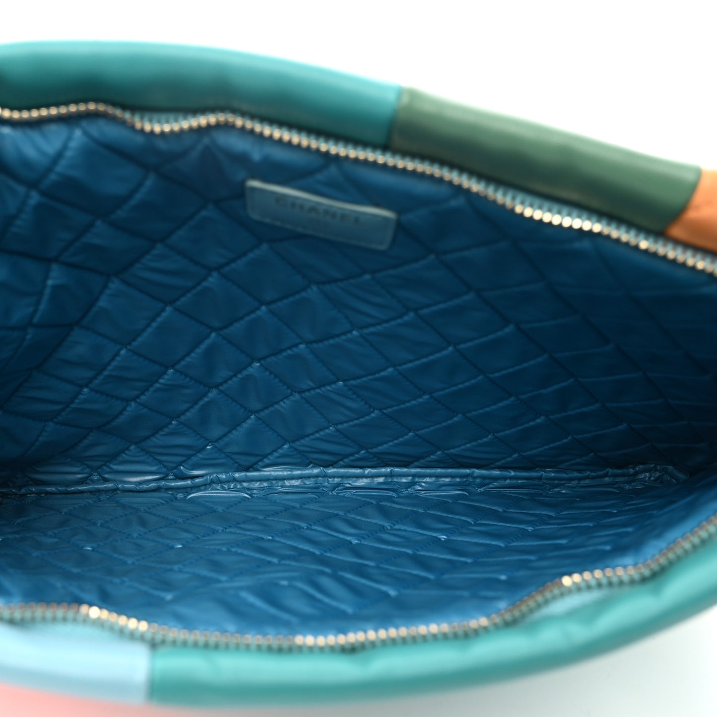 Lambskin Colorblock Cosmetic Case Turquoise Red
