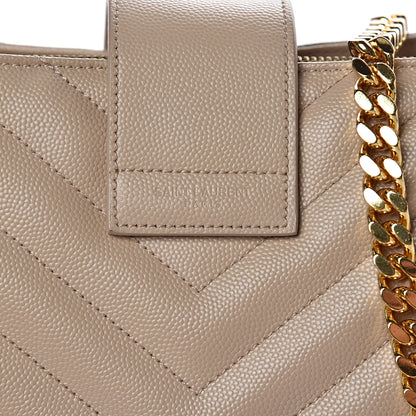 Saint Laurent Grain De Poudre Matelasse Chevron Monogram Shopping Bag Nude Powder 10 of 15