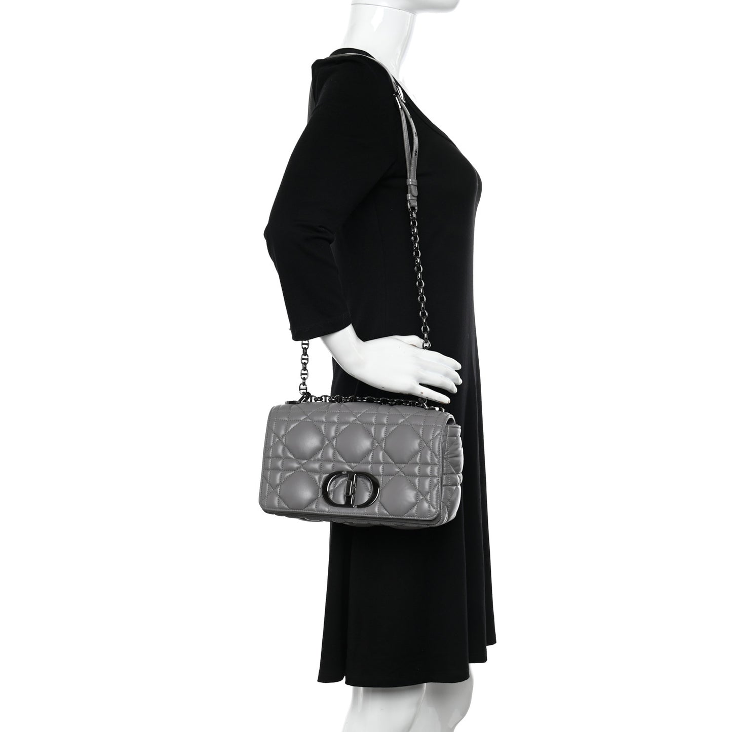 Calfskin Macrocannage Medium Caro Bag Iron Grey