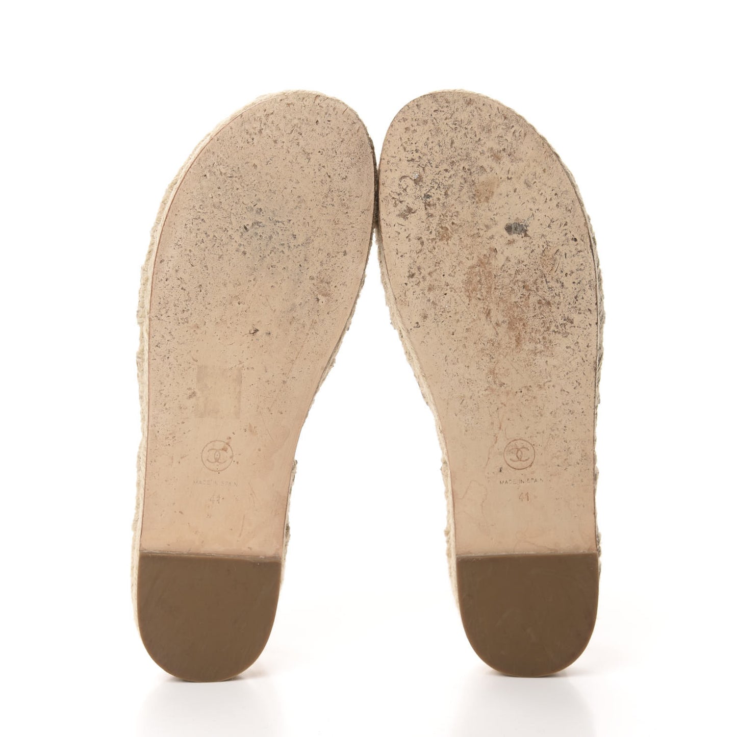 Lambskin Chain Espadrille Sandals 41 Beige White