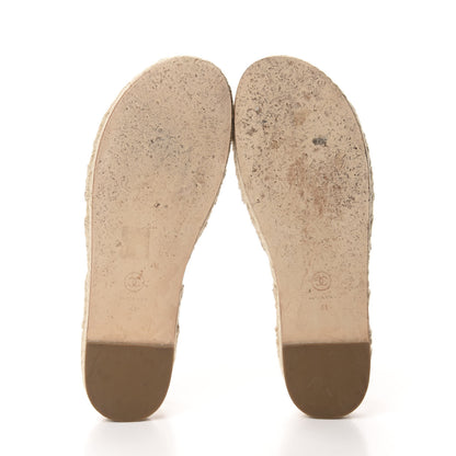 Chanel Lambskin Chain Espadrille Sandals 41 Beige White 6 of 13