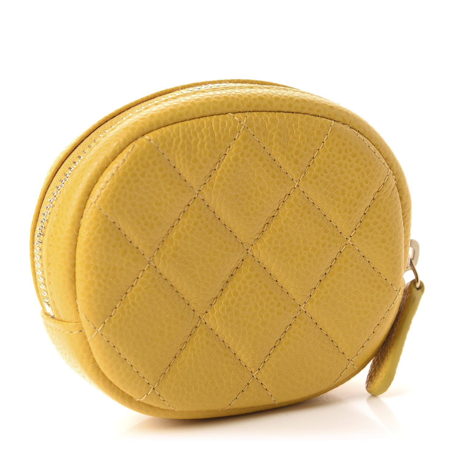 Chanel Caviar Quilted Zip Around Classic Coin Purse Yellow 3 of 8