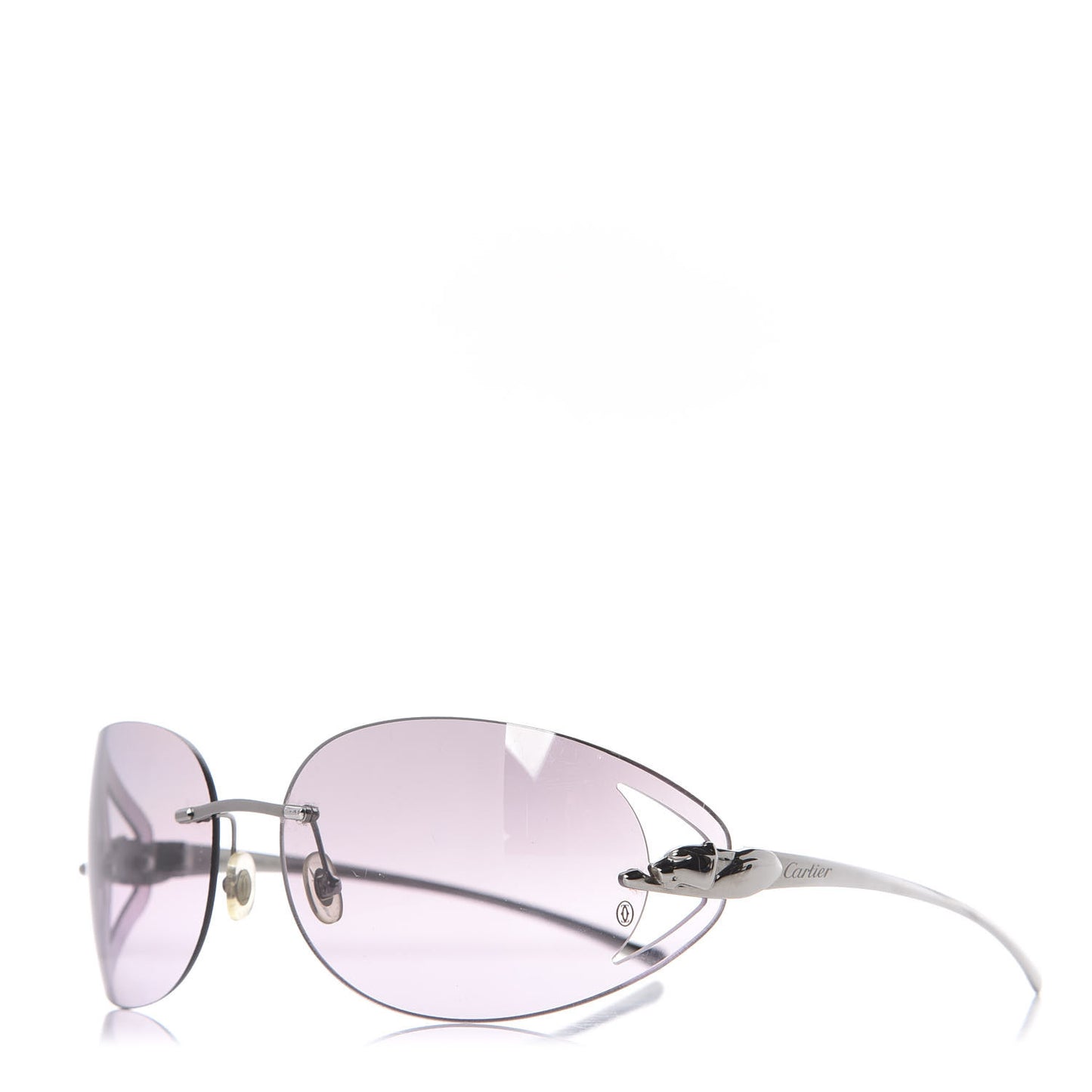 Panthere De Rimless Sunglasses in Purple and Silver
