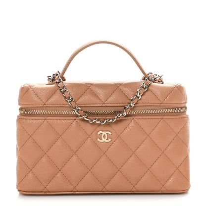 Chanel Caviar Quilted Top Handle Slim Vanity With Chain Brown 1 of 10