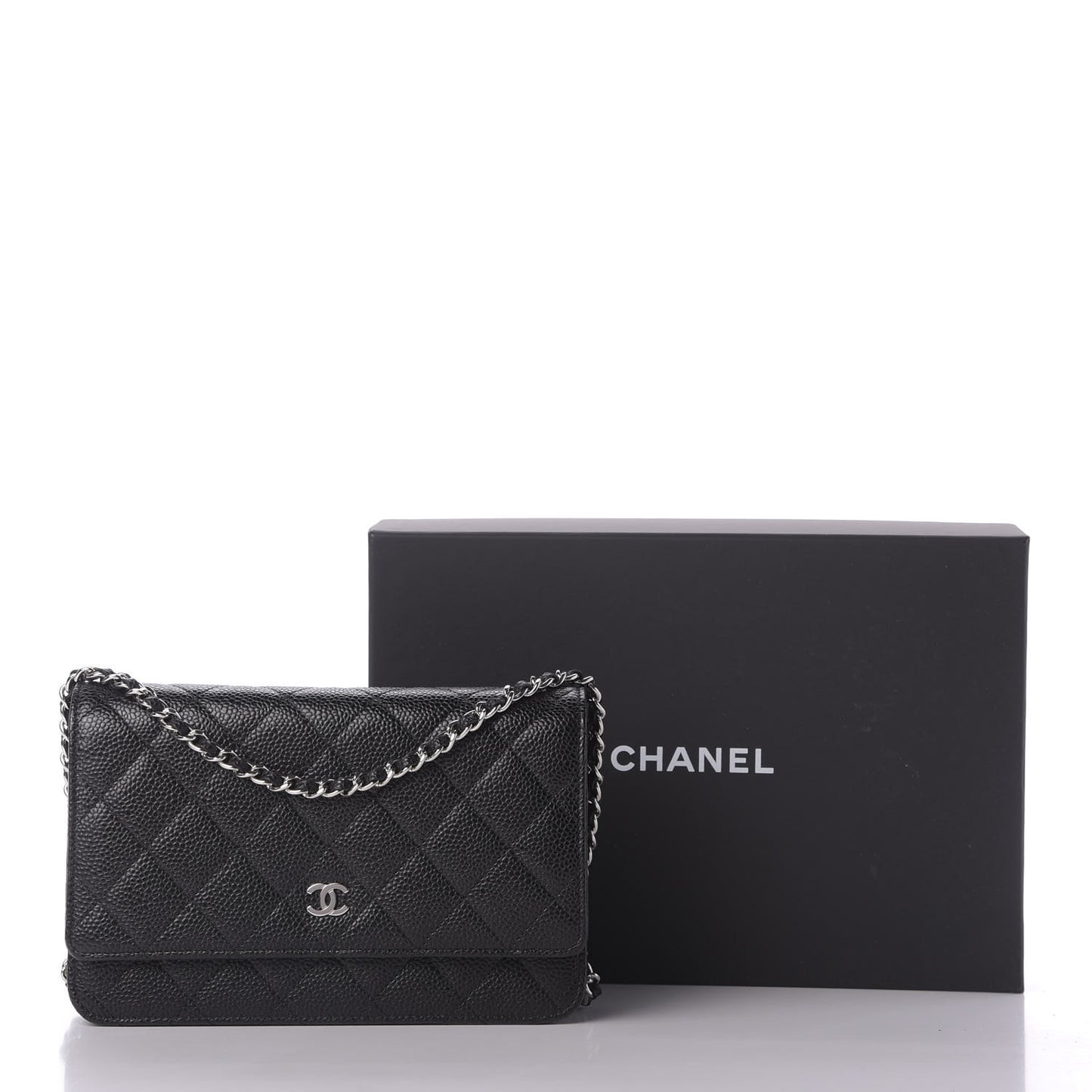 Caviar Quilted Wallet On Chain WOC Black