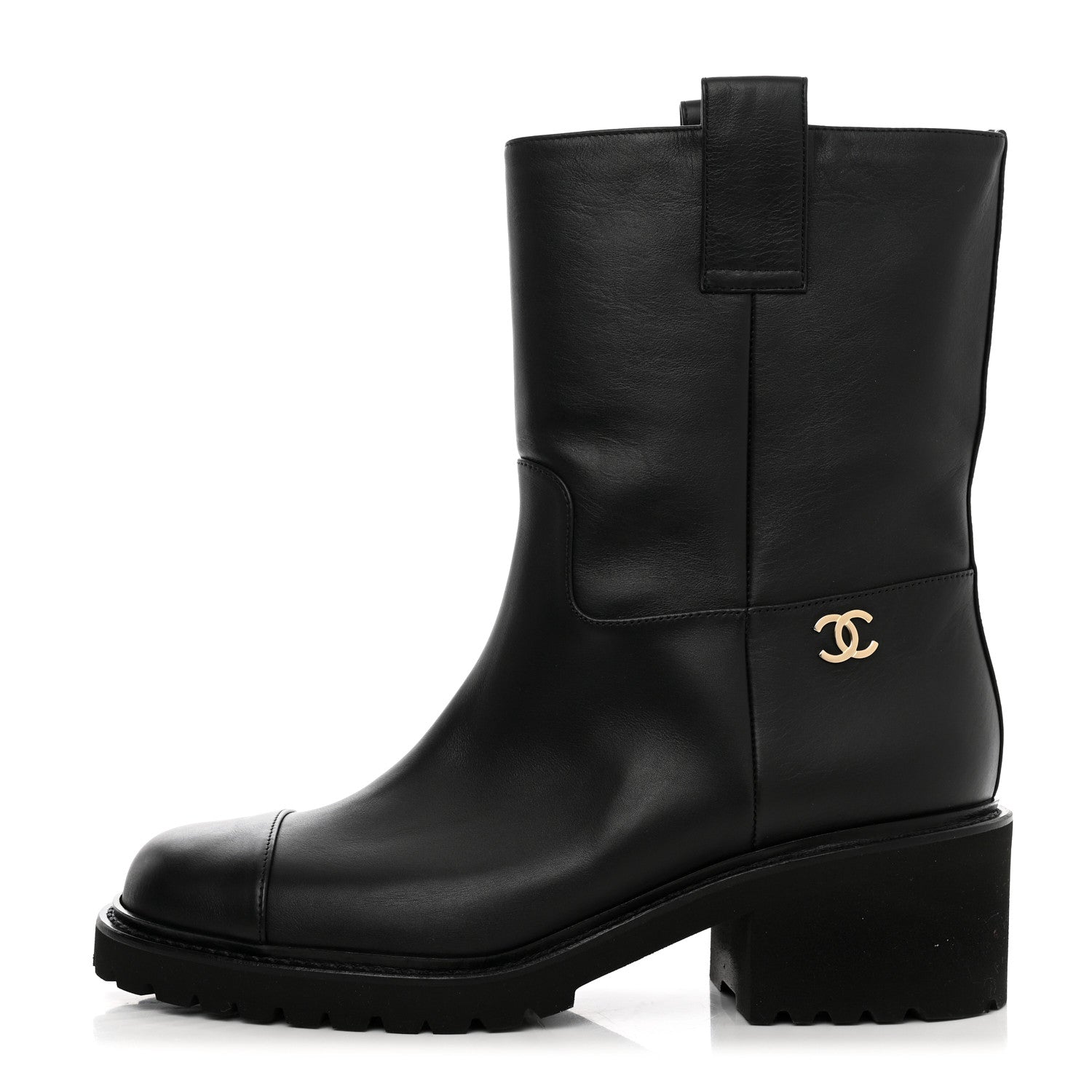 Chanel Calfskin CC Ankle Boots 39.5 Black 1 of 10