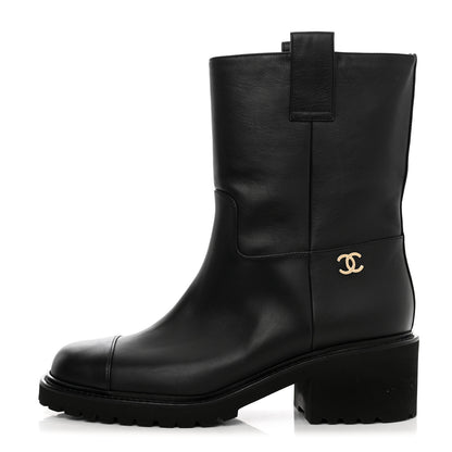Chanel Calfskin CC Ankle Boots 39.5 Black 1 of 10