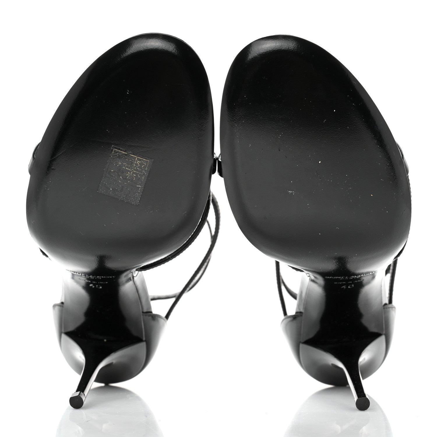 Saint Laurent Patent Cassandra 100 Ankle Strap Sandals 40 Black 5 of 11