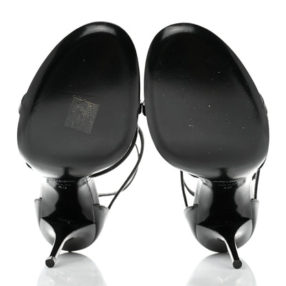 Saint Laurent Patent Cassandra 100 Ankle Strap Sandals 40 Black 5 of 11