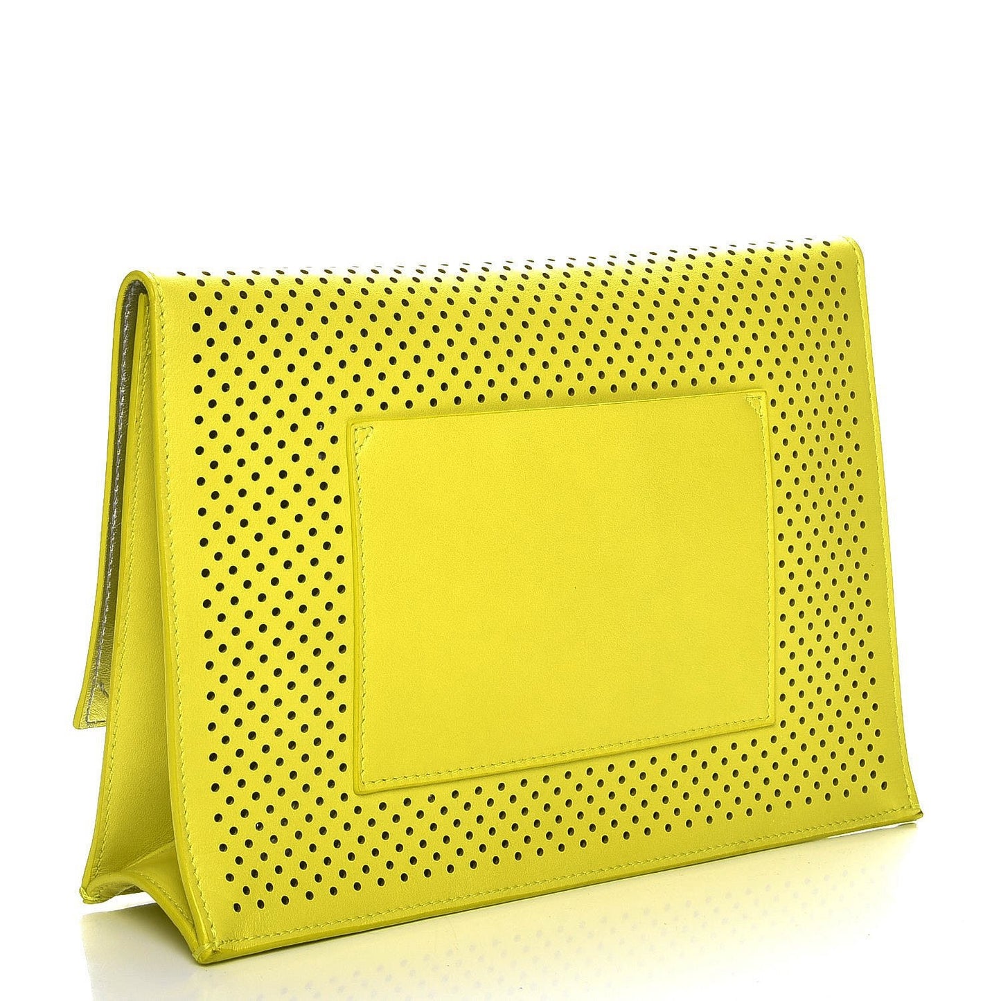 Lambskin Perforated Small Lunch Bag Clutch Sulphur