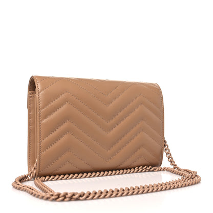 Gucci Calfskin Matelasse Monochrome GG Marmont Chain Wallet Camelia 3 of 8
