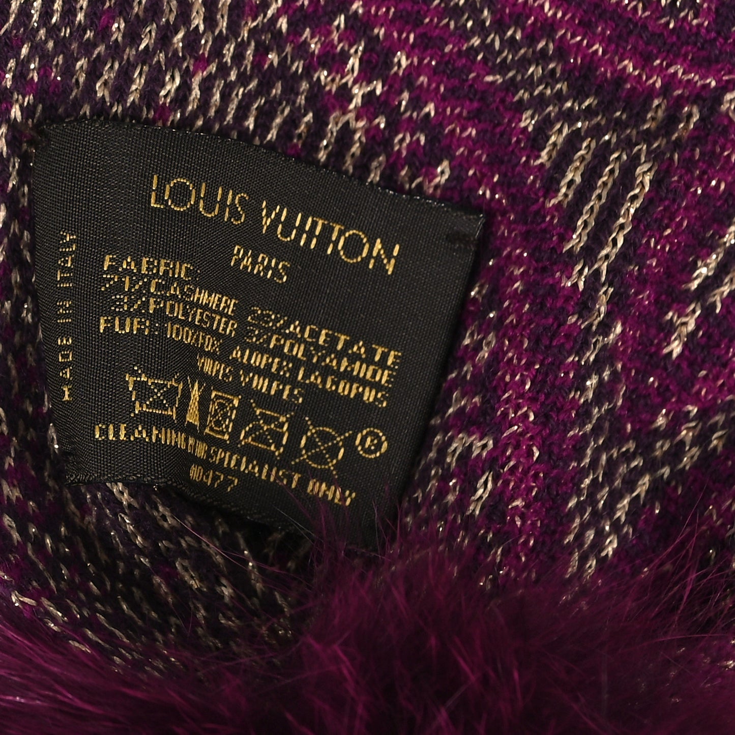 Cashmere Fox Fur Monogram Scarf Gloves Set